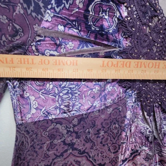 One World Violet Charming Art Purple Paisley Lace Embellished Tunic Top XL - Picture 11 of 15